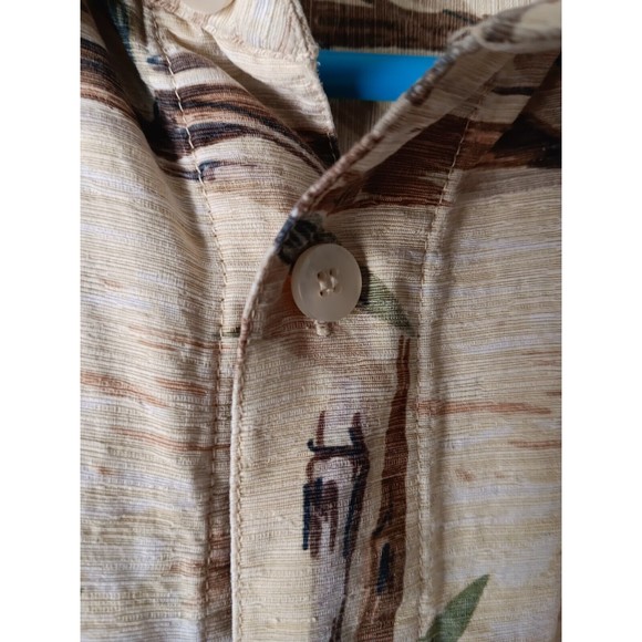 Ron Chereskin Hawaiian Shirt Washable Silk Tan Bamboo Design Size XL - Picture 2 of 10